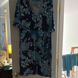 Tori Richard Blue and White Midi Dress